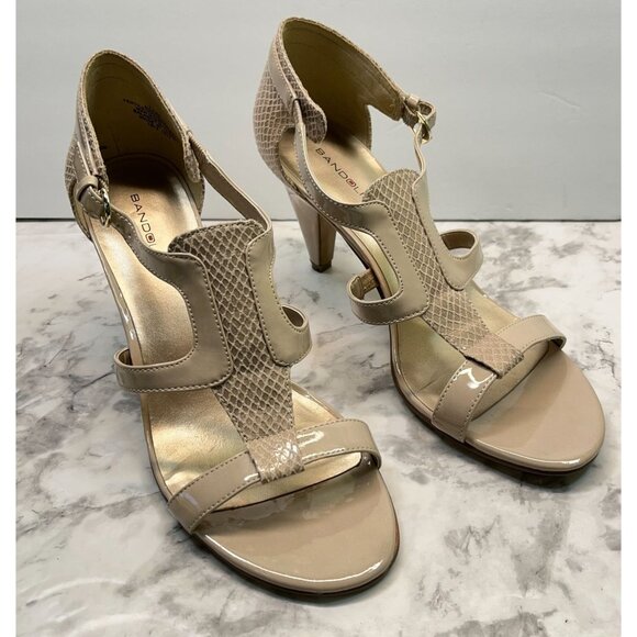 Bandolino Sandals Womens Size 7.5 M Open-Toe Heeled Faux Snake Skin Accent - Picture 4 of 13